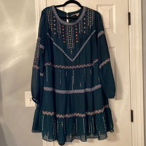 Emerald green embroidered dress